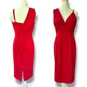 Dress The Population Erika Red Asymmetrical Strap Sleeveless Cocktail Dress | S